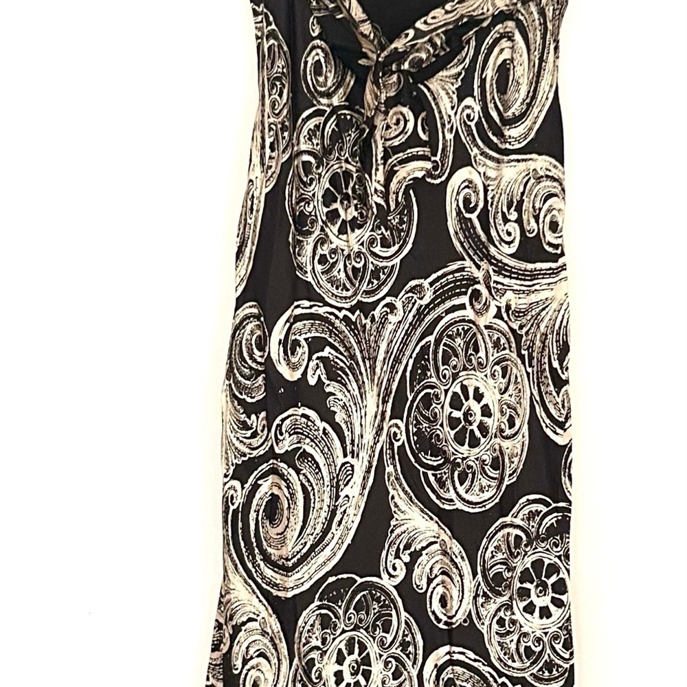 Adrianna Papell  silk  dress occasion black beige pattern print floral gown - Picture 6 of 13